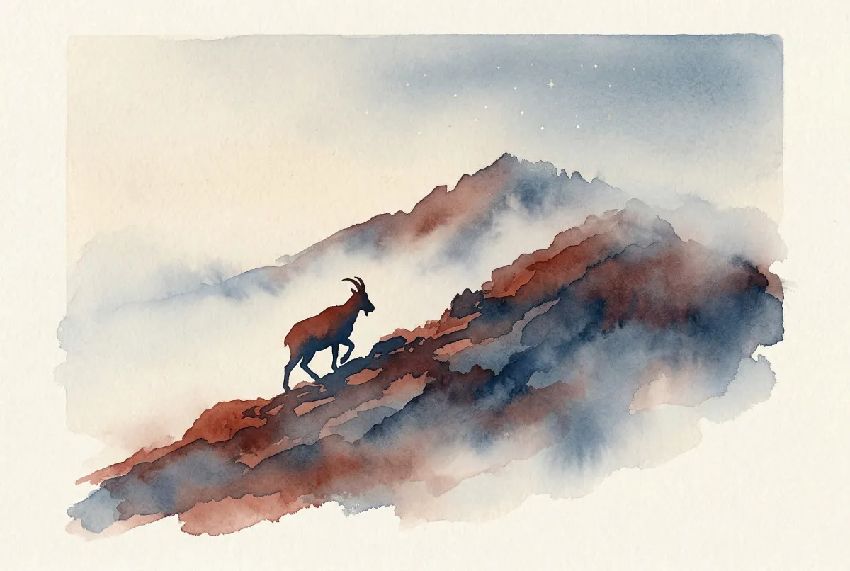 Bebé con expresión serena y decidida rodeado de elementos naturales que evocan la solidez de Capricornio