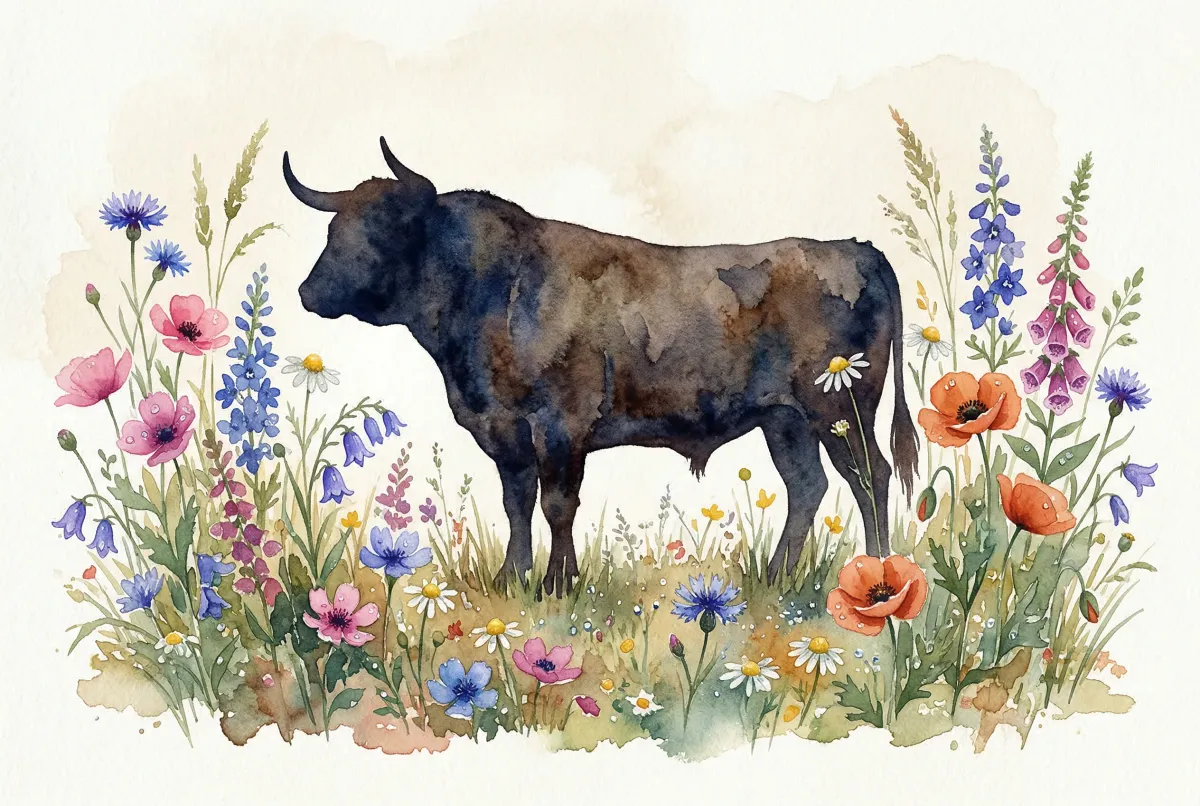 Bebé tranquilo rodeado de naturaleza y texturas suaves representando la esencia sensorial del signo Tauro