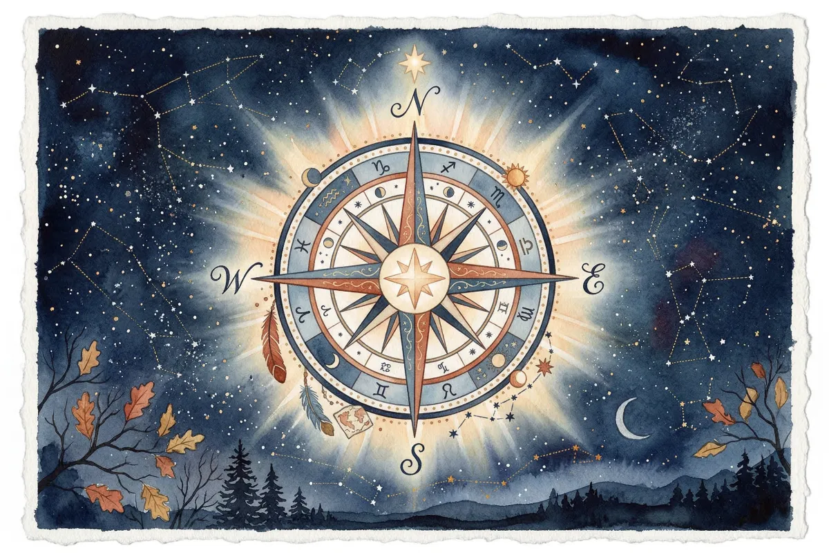 Padres observando juntos un diagrama de carta astral con curiosidad y ternura