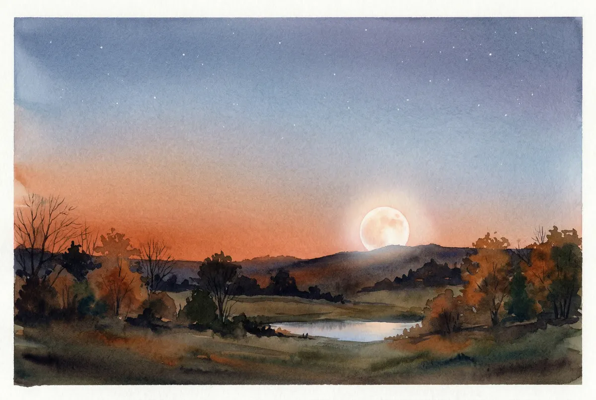 Horizonte al amanecer con constelaciones simbolizando el ascendente en la carta natal de un bebé